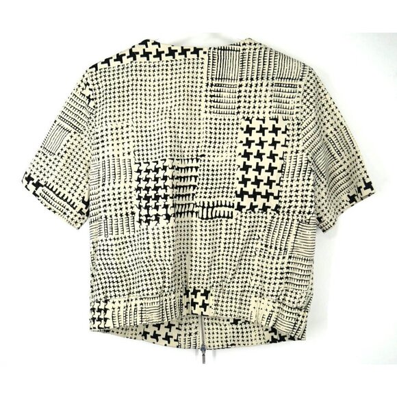 NEW Cabi Geometric Cropped Zip Up Jacket Beige Black M - Picture 3 of 4